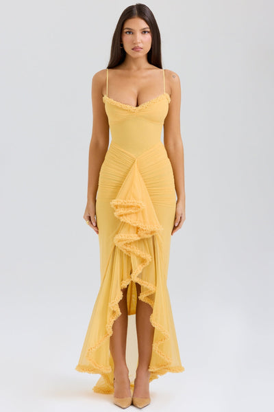 Gabbi | Mesh Ruffled Front Gown