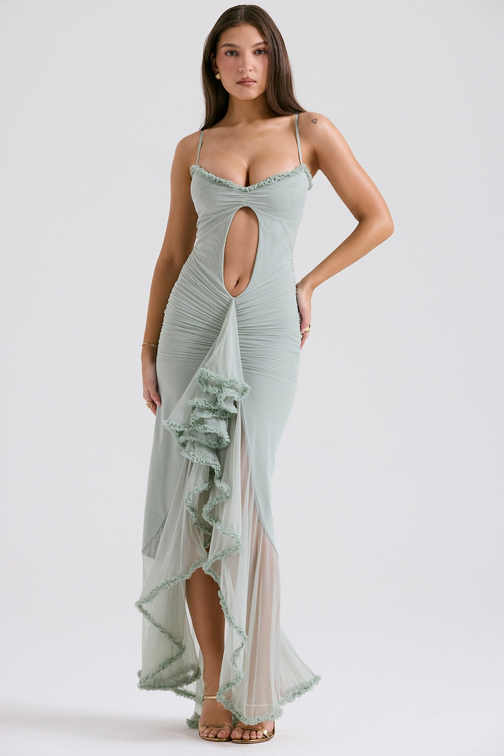 Gabriella | Ruffled Front Gown Maxi Dress