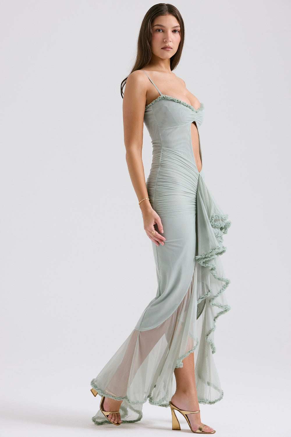 Gabriella | Ruffled Front Gown Maxi Dress