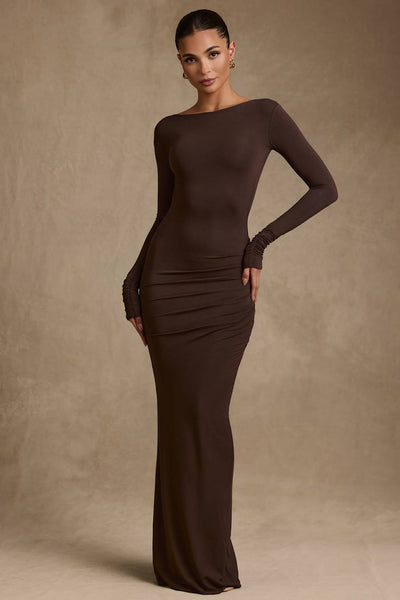 Regine | Modal Ruched Backless Maxi Dress