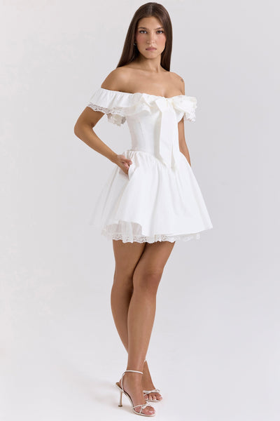 Jaide | White Cotton Off Shoulder Corset Mini Dress