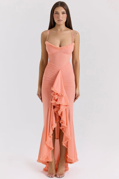 Gabbi | Mesh Ruffled Front Gown