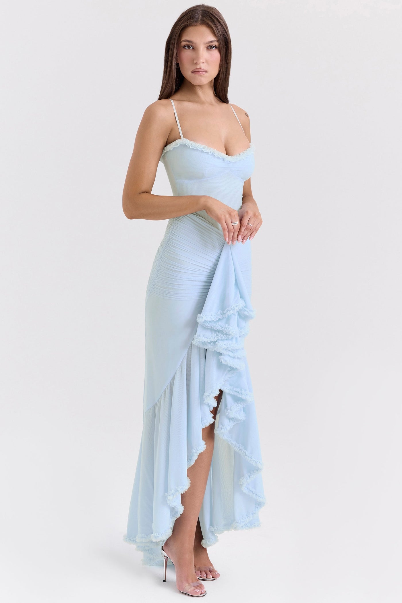 Gabbi | Mesh Ruffled Front Gown