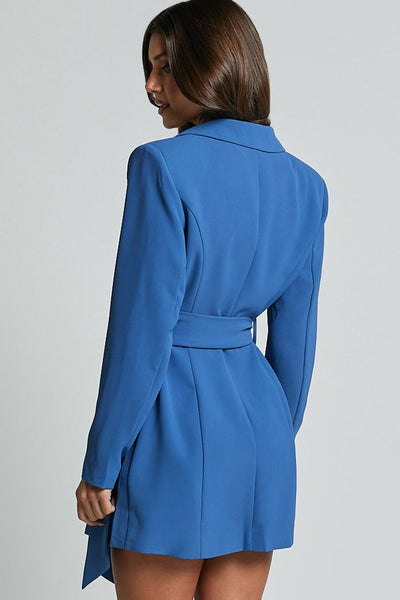 Benoit™ | Blue Belted Blazer Dress
