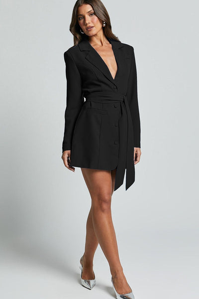 Benoit™ | Blue Belted Blazer Dress