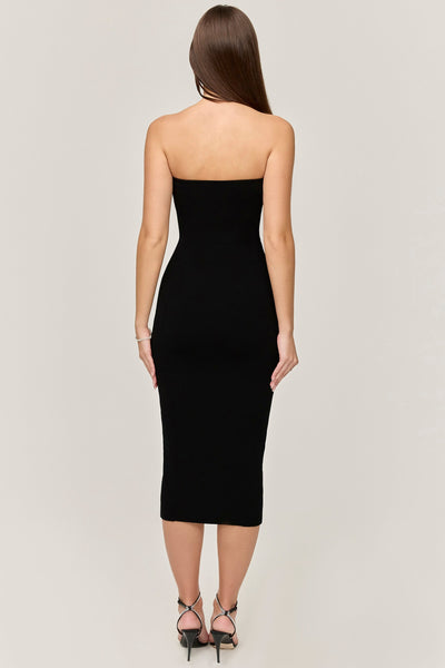 Magdalena | Black Strapless Knit Midi Dress